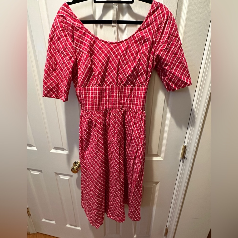 Eshakti Size 12 Red and White Plaid Dress